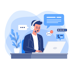Illustration of a customer support person.