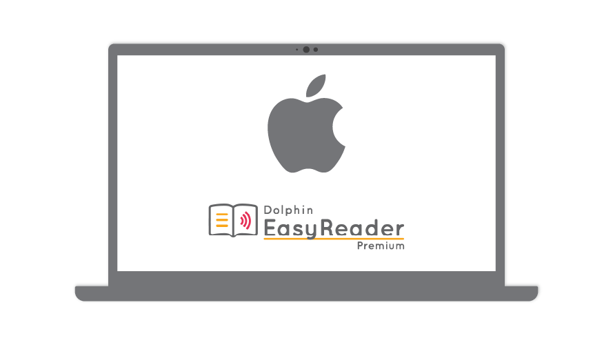 Graphic of Macbook with Mac and EasyReader icons displayed on the screen