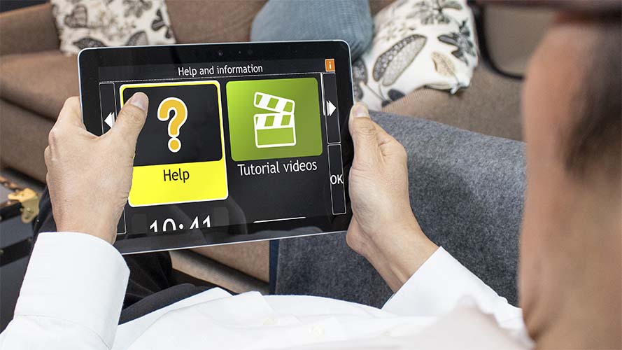 GuideConnect Help icon being selected on a tablet