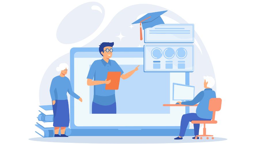 Illustration of a Support Team member talking to a customer on the phone.