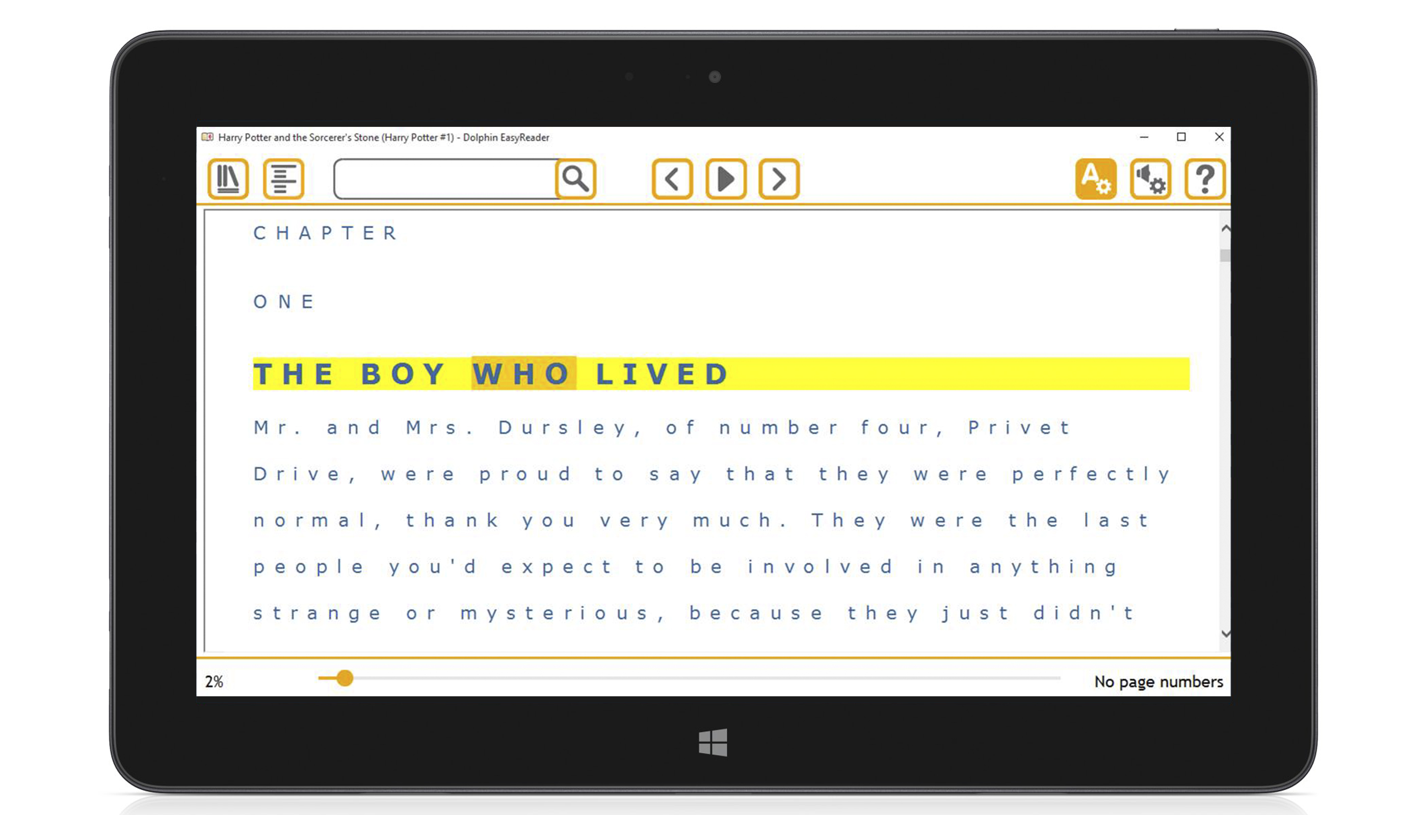 Blue text on a cream background with a yellow word highlight