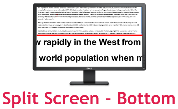 Split screen bottom view