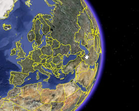 A screenshot of Google Earth being magnified with SuperNova.