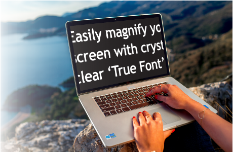 Laptop with SuperNova's screen magnification