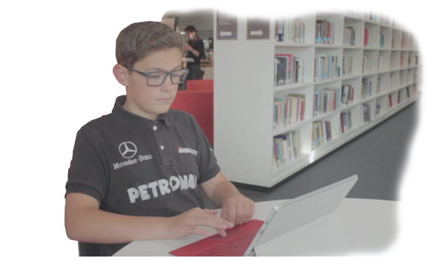 Student in a library